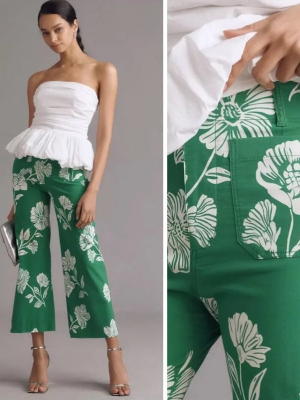 Anthropologie Maeve Colette Cropped Wide Leg Pants Magic Fabric Floral 29P